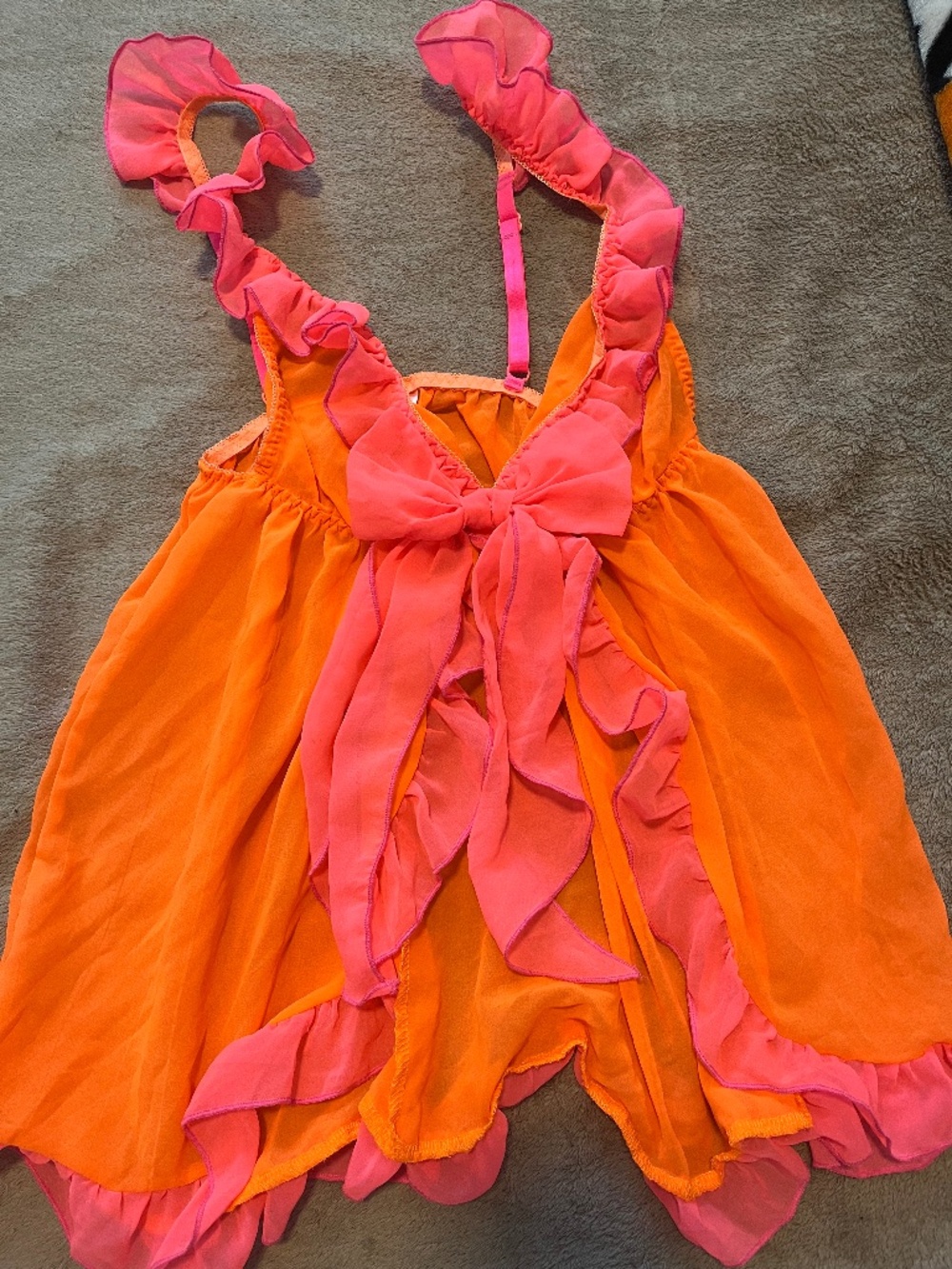 Small neon open front ruffle babydoll lingerie